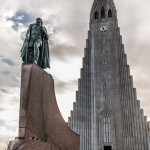 Hallgrímskirkja church and statue, Reykjaviik